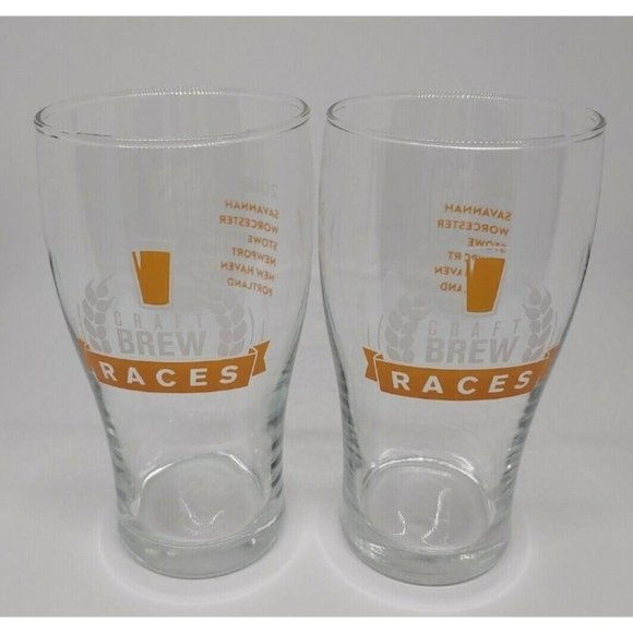 2018 Craft Brew Races Commemorative Event Beer Glass 5K Run Beer Festival Set 2 - Picture 1 of 9